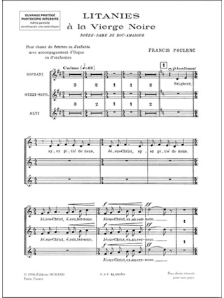 Litanies à la Vierge Noire - Choeur seul - POULENC - Partition - Chœur